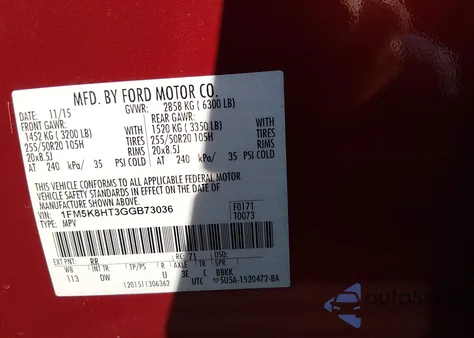 2016 Ford Explorer Platinum from USA, damaged, VIN 1FM5K8HT3GGB73036